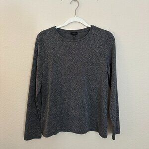 Talbots Long Sleeve Dark Silver Sparkle Top